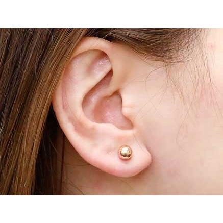 ピアス 18金 丸玉 6mm キャッチのいらないピアス ピンクゴールドk18 18k 地金 シンプル レディース キャッチナッシャー スパイラルピアス あすつく 送料無料の画像