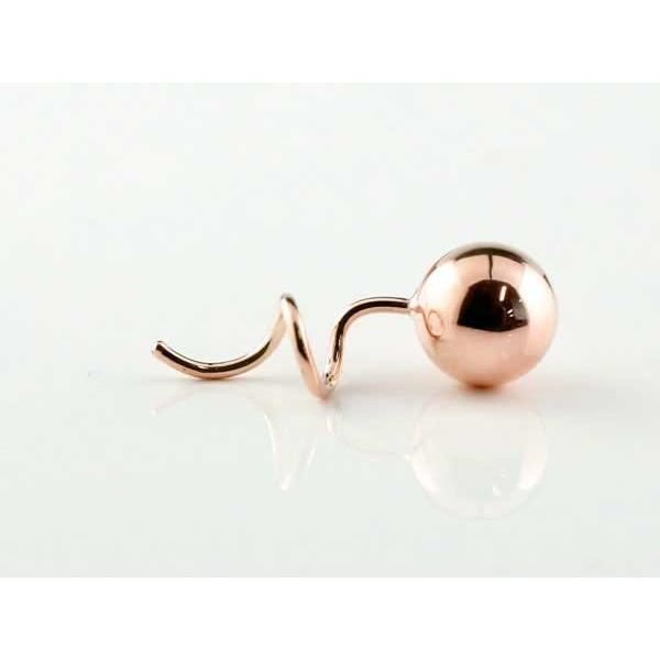 18金ピアス メンズ 片耳ピアス キャッチのいらないピアス 丸玉ピアス 6mm ピンクゴールドk18 18k ピアス シンプル キャッチナッシャー ファーストピアス 人気の画像