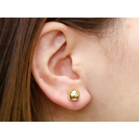 18金 ピアス レディース 片耳ピアス キャッチのいらないピアス 丸玉ピアス 8mm イエローゴールドk18 シンプル キャッチナッシャー あすつく 送料無料 saleの画像