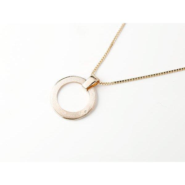 メンズネックレス ダイヤモンド ピンクゴールドK10 リング ネックレス 輪っか 10金 リングネックレス キーリングネックレス 送料無料 人気 セール saleの画像