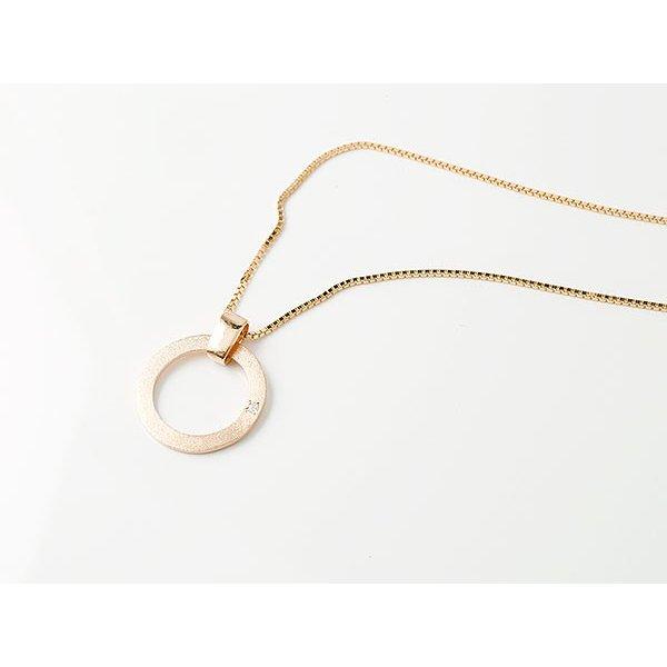 メンズネックレス ダイヤモンド ピンクゴールドK10 リング ネックレス 輪っか 10金 リングネックレス キーリングネックレス 送料無料 人気 セール saleの画像