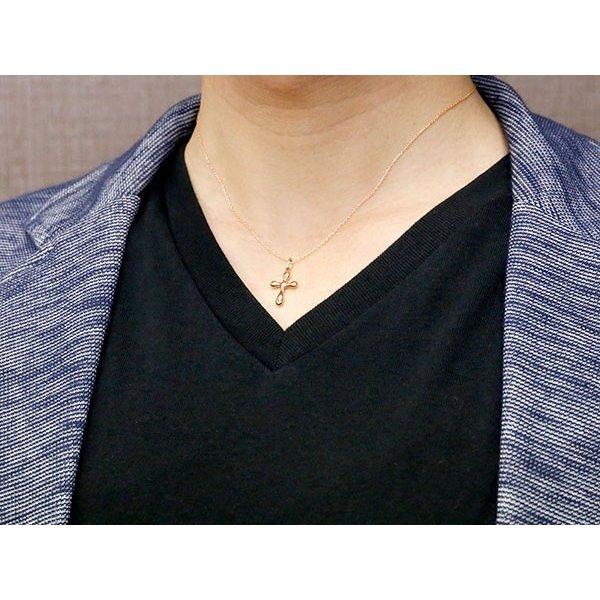 メンズ ネックレス トップ クロス ピンクゴールドK18 ペンダント 十字架 シンプル 18金 男性用 地金 水 人気 送料無料 セール saleの画像