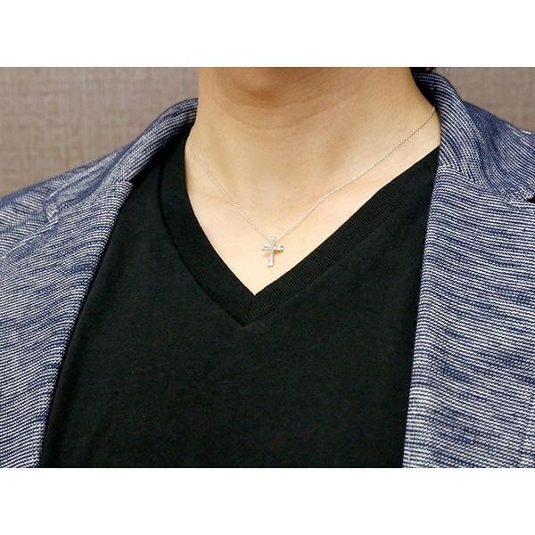 シルバー ネックレス トップ メンズ クロスネックレス ダイヤモンド ペンダント 十字架 シンプル ダイヤ sv925 男性用 光 人気 送料無料 saleの画像
