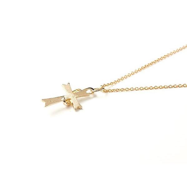 メンズ ネックレス トップ クロス ピンクゴールドK10 ペンダント 十字架 シンプル 10金 男性用 地金 宙 つや消し 人気 送料無料 セール saleの画像