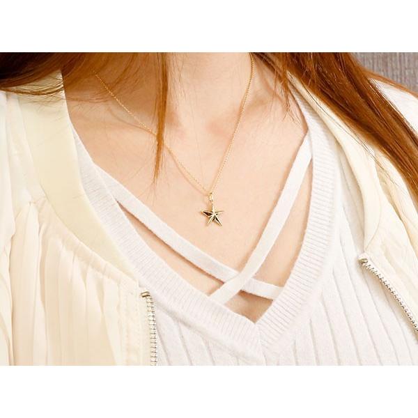 ネックレス イエローゴールドk18 18k 星 ペンダントトップ シンプル