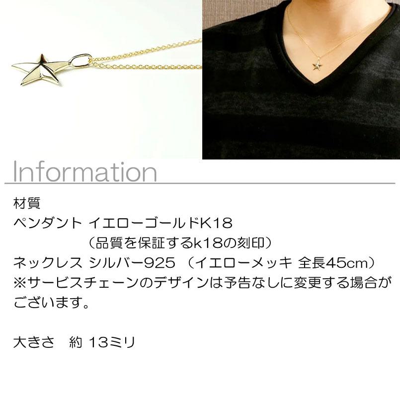 ジュエリー工房アトラス 18金 ネックレス トップ メンズ 星 金