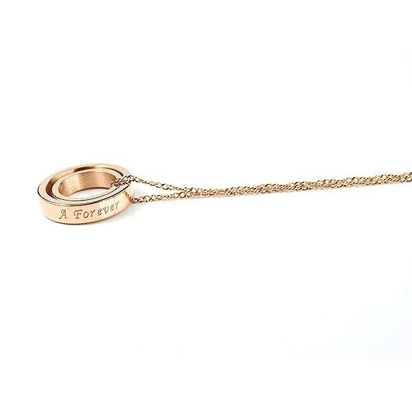 ペアネックレス ピンクゴールドK10 ペンダント リングネックレス 文字入れ 刻印 too 10金 チェーン プレゼント 女性 送料無料 セール saleの画像