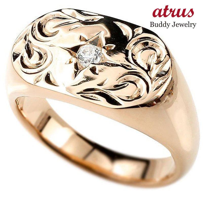 Web限定 ハワイアンジュエリー メンズ リング ダイヤモンド ピンクゴールドk10 印台 指輪 幅広 ハワイアン スクロール ダイヤ 一粒 10金 男性用 トレジャーハンター 楽天 Regionmarket Store
