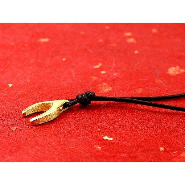 純金 メンズ ネックレス 革紐 24金 トップ 金 ゴールド 24K ウィッシュボーン ペンダントトップ k24 wishbone トレジャーハンター 人気 SALE_3