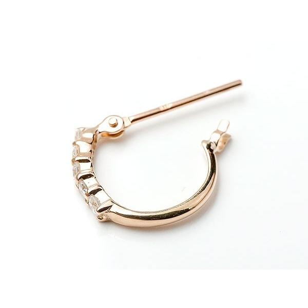 18金 ピアス ダイヤモンド SIクラス レディース フープピアス ゴールド ピンクゴールドk18 18k ダイヤ シンプル 人気 送料無料 セール saleの画像