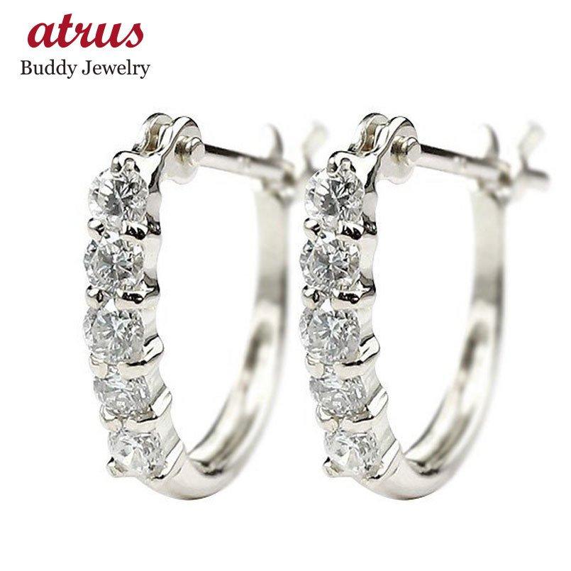 プラチナ フープピアス ダイヤモンド 0.2ct pt900 リング シンプル 