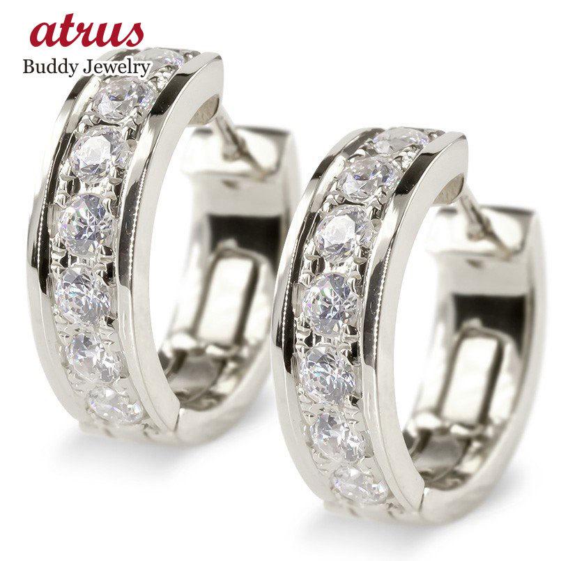 プラチナ900　ダイヤモンド　フープピアス　片耳 K18・Pt900 ダイヤモンドフープピアス/片耳 – ex'position