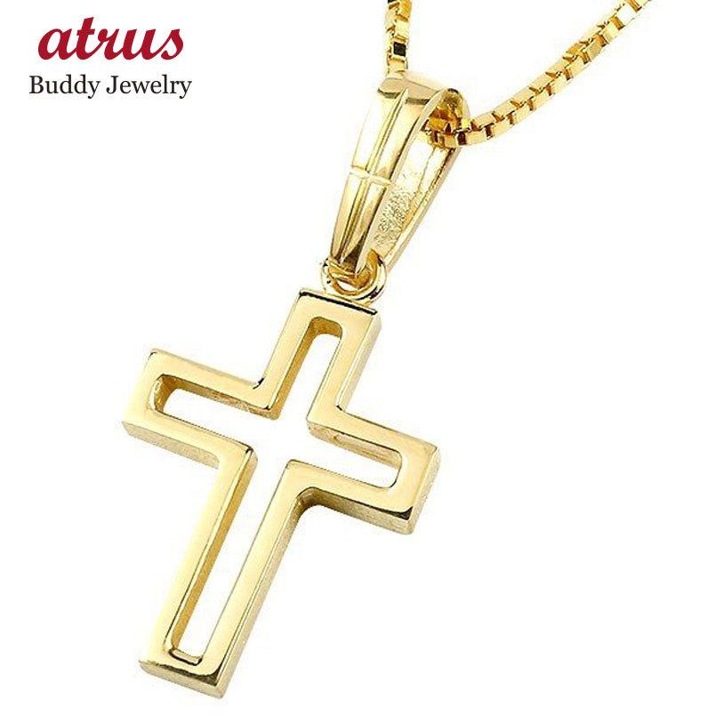 100 本物保証 メンズ クロス ネックレス トップ イエローゴールドk10 ペンダント 一粒 10金 チェーン 十字架 人気 透かし つや消し マット仕上げ シンプル 春夏新色 Artech Mi It