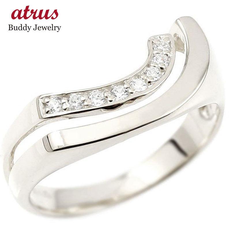 婚約指輪 ダイヤ ダイヤモンドリング シルバー925 エンゲージリング ピンキーリング リング 指輪 ウェーブリング sv925 緩やかなV字 送料無料 セール SALE｜atrus