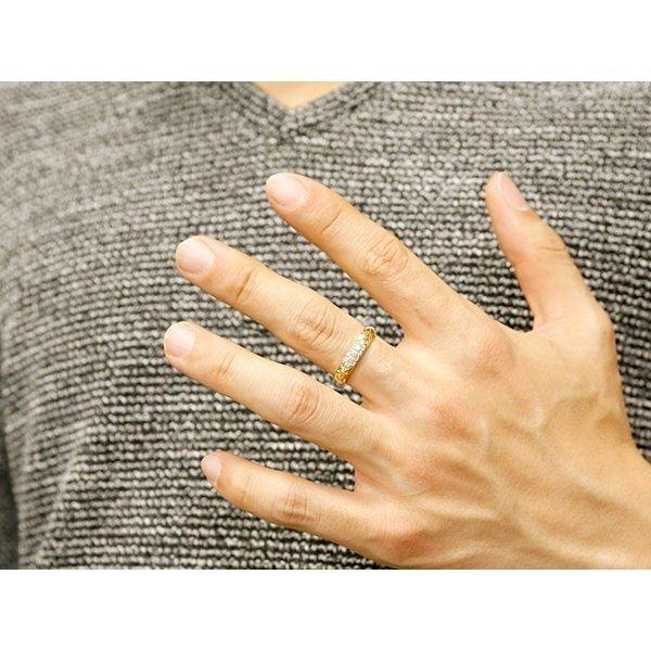 ゴールド リング ダイヤモンド パヴェ 10k ハワイアンジュエリー イエローゴールドk10 太め 指輪 ピンキーリング おしゃれ 人気 男女兼用 送料無料 セール saleの画像