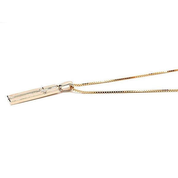 メンズ ネックレス クロス ピンクゴールドk18 バーネックレス トップ ダイヤモンド 一粒 18金 18ｋ プレートネックレス トップ トレジャーハンター 人気 saleの画像