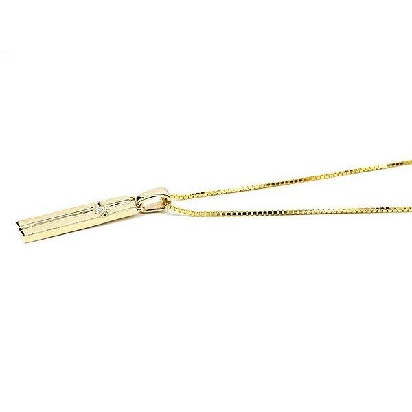 18金ネックレス トップ メンズ クロス イエローゴールドk18 バー ダイヤモンド 一粒 18ｋ チェーン プレート トレジャーハンター 人気 セール saleの画像