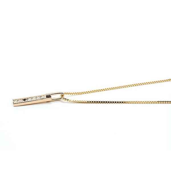 メンズ ネックレス ピンクゴールドk18 バーネックレス トップ ブラックダイヤモンド ダイヤ 18金 18ｋ プレートネックレス トップ トレジャーハンター 人気 SALE_1