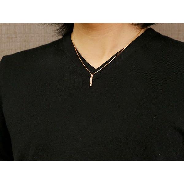 メンズ ネックレス ピンクゴールドk18 バーネックレス トップ ブラックダイヤモンド ダイヤ 18金 18ｋ プレートネックレス トップ トレジャーハンター 人気 SALE_3