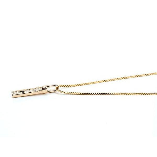 メンズ ネックレス ピンクゴールドk18 バーネックレス トップ ブラックダイヤモンド ダイヤ 18金 18ｋ プレートネックレス トップ トレジャーハンター 人気 SALE_1