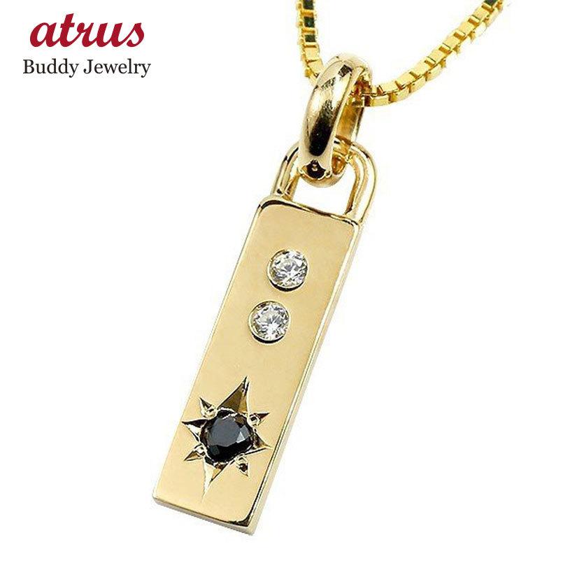 メンズ ネックレス トップ イエローゴールドk10 バーネックレス