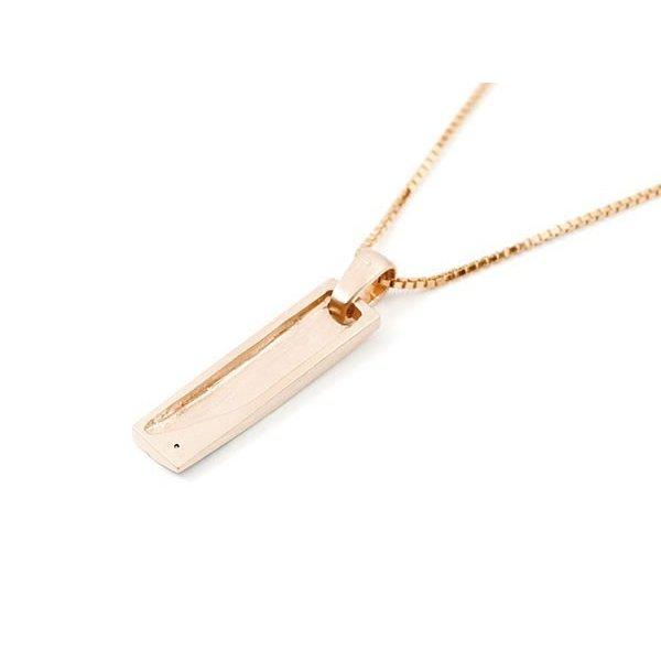 メンズ ネックレス ピンクゴールドk18 バーネックレス トップ ブラックダイヤモンド ダイヤ 18金 プレートネックレス トップ ホーニング加工 つや消し 人気 SALE_1