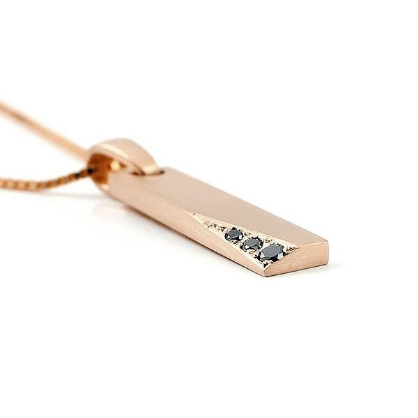 《送料込》 ネックレス メンズ ピンクゴールドk18 バーネックレス ブラックダイヤモンド ダイヤ 18金 プレートネックレス ホーニング加工 つや消し 人気 セール SALE 【VQL1145642630】(40040円)