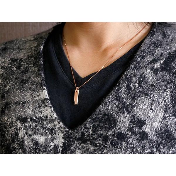 《送料込》 ネックレス メンズ ピンクゴールドk18 バーネックレス ブラックダイヤモンド ダイヤ 18金 プレートネックレス ホーニング加工 つや消し 人気 セール SALE 【VQL1145642630】(40040円)