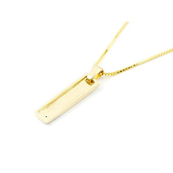 18金ネックレス トップ メンズ イエローゴールドk18 バー ブラックダイヤモンド ダイヤ ペンダント チェーン プレート ホーニング加工 つや消し セール SALE_1