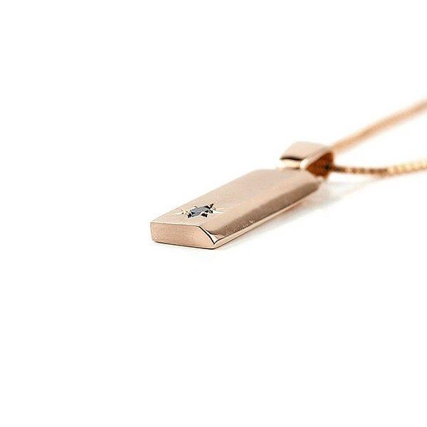 18金 ネックレス ブラックダイヤモンド ペンダントトップ ピンクゴールド 18k バーネックレス トップ つや消し 人気 おしゃれ 男女兼用 送料無料 セール saleの画像