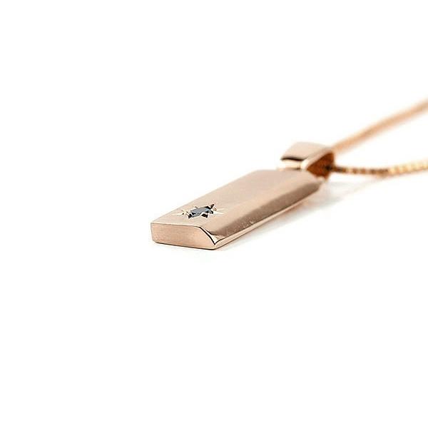 ネックレス メンズ ピンクゴールドk18 バーネックレス ブラックダイヤモンド ダイヤ 18金 プレートネックレス ホーニング加工 つや消し 人気 セール SALE メンズアクセサリー