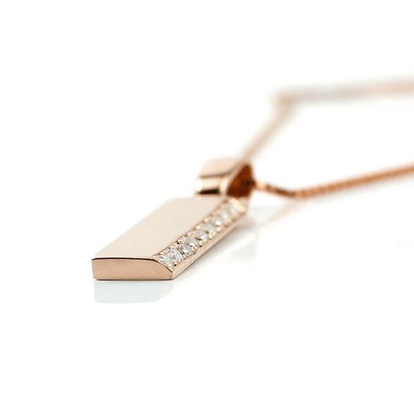 メンズ ネックレス トップ ピンクゴールドk10 バーネックレス ダイヤモンド ダイヤ 10金 10k プレートネックレス トレジャーハンター 人気 セール saleの画像