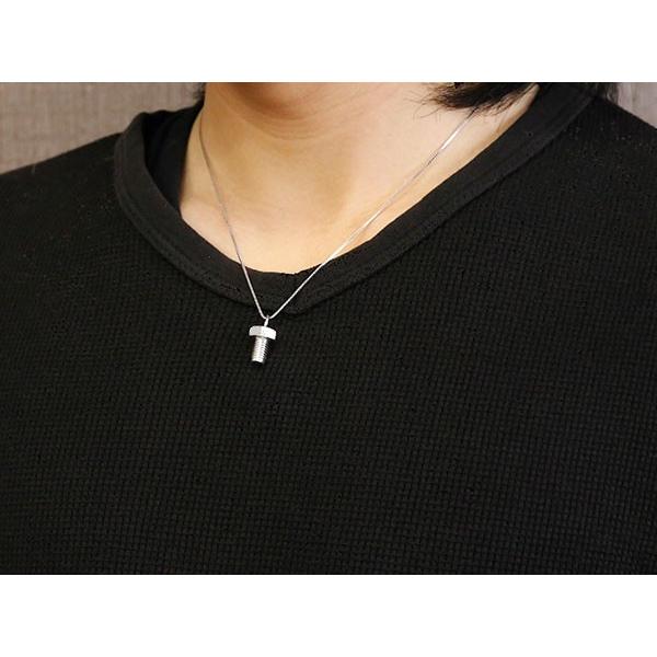 ペアネックレス トップ シルバー ダイヤモンド ペンダント sv925 ボルト ナット チェーン メンズ レディース 人気 宝石 シンプル 送料無料 セール saleの画像