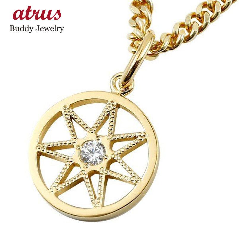 手数料安い 喜平用 ネックレス トップ メンズ イエローゴールドk10 スワロフスキー キュービックジルコニア キヘイ ペンダント 七芒星 10金 チェーン コントラッド 東京 希少 Mtkbrasil Com Br