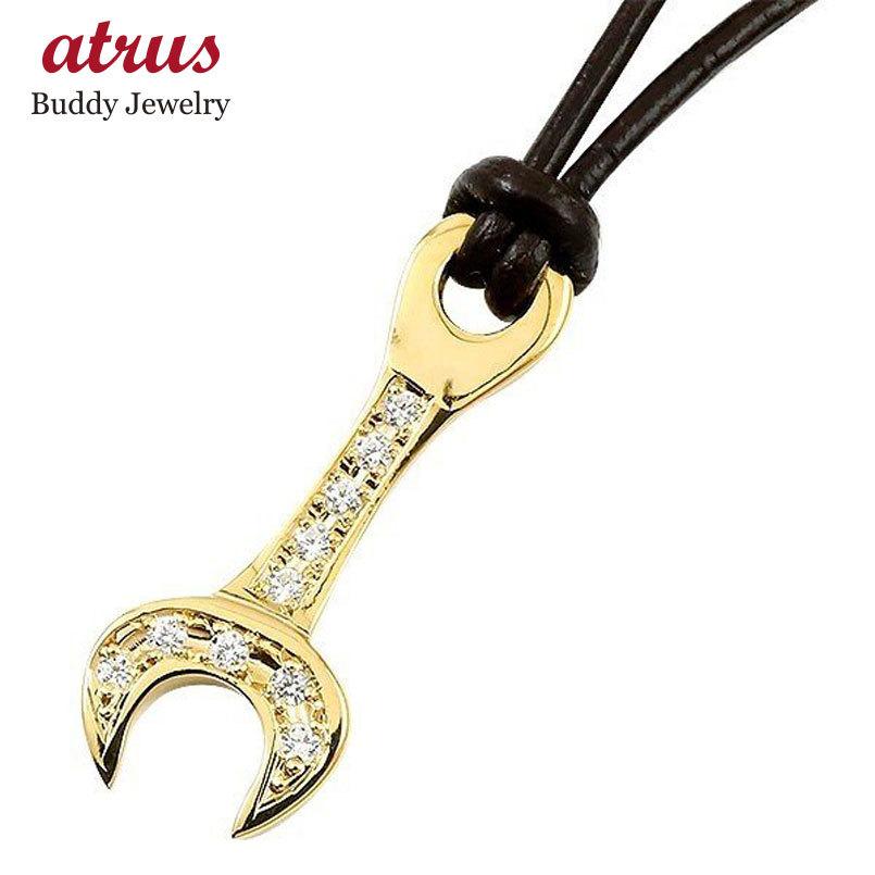 ネックレス メンズ イエローゴールドk18 ダイヤモンド ペンダントトップ スパナ レンチ 18金 チェーン 人気 送料無料 セール SALE