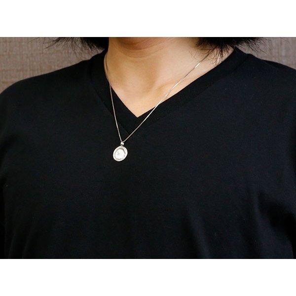 ネックレス トップ メンズ ペンダント シルバー925 コイン プレート 文字入れ 刻印 八咫鏡 チェーン 人気 シンプル 送料無料 セール saleの画像
