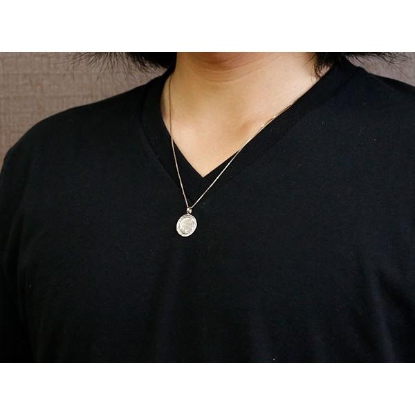 ネックレス メンズ プラチナ ダイヤモンド 一粒 ペンダントトップ コイン プレート 文字入れ 刻印 pt900 八咫鏡 チェーン 人気 送料無料 セール saleの画像