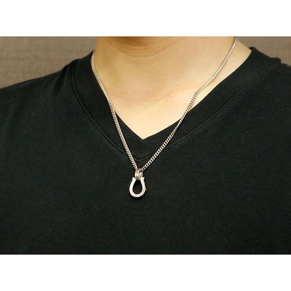 ネックレス メンズ 喜平 トップ シルバー ブラックダイヤモンド 馬蹄 sv925 ペンダント ホースシュー バテイ キヘイ 男性 セール saleの画像