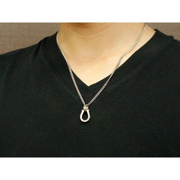 ネックレス メンズ 喜平 トップ シルバー ブラックダイヤモンド 馬蹄 sv925 ペンダント シンプル ホースシュー バテイ キヘイ 男性 送料無料 セール saleの画像
