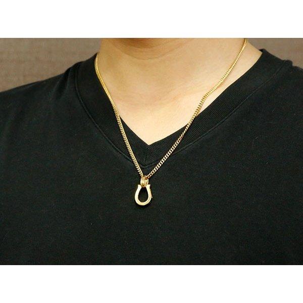 10金 ネックレス メンズ 喜平 トップ ブラックダイヤモンド 馬蹄 ゴールド 10k イエローゴールドk10 シンプル ホースシュー バテイ 送料無料 セール saleの画像