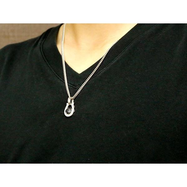 ネックレス メンズ 喜平 トップ シルバー ダイヤ ブラックダイヤモンド 大粒 ダイヤモンド 馬蹄 ペンダント sv925 ホースシュー 蹄鉄 送料無料 セール saleの画像
