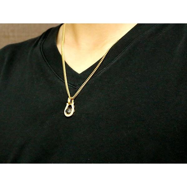 10金 ネックレス メンズ 喜平 トップ ダイヤ ブラックダイヤモンド ダイヤモンド 馬蹄 イエローゴールドk10 ペンダント ホースシュー 送料無料 セール sale
