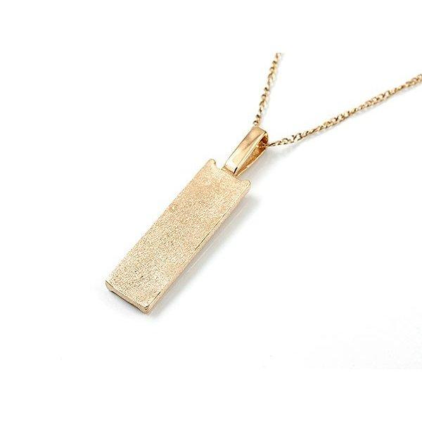 ネックレス トップ メンズ バーネックレス トップ ピンクゴールドk10 チェスパターン シンプル ホーニング加工 つや消し 10金 トレジャーハンター 人気 SALE_2