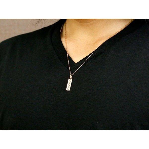ネックレス トップ メンズ バーネックレス トップ ピンクゴールドk18 チェスパターン シンプル ホーニング加工 つや消し 18金 トレジャーハンター 人気 saleの画像