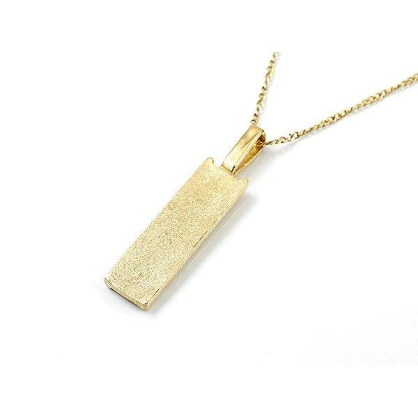 18金ネックレス トップ メンズ バー イエローゴールドk18 チェスパターン 地金 シンプル 男性用 ホーニング加工 つや消し トレジャーハンター セール saleの画像