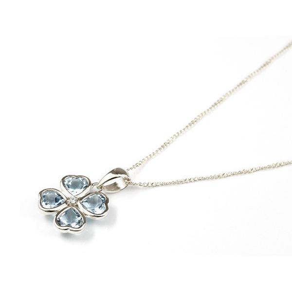 激安大特価 プラチナ ネックレス アクアマリン ダイヤモンド クローバー ペンダントトップ チェーン 人気 3月誕生石 Pt900 レディース 宝石 四葉 送料無料 ネックレス ペンダント