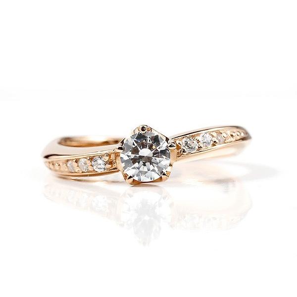 リング ゴールド 婚約指輪 ダイヤ ダイヤモンドピンクゴールドk10 エンゲージリング0.3ct 一粒 大粒 指輪 ピンキーリング 10金 送料無料 セール saleの画像