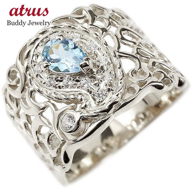 最新コレックション リング ペイズリー ダイヤモンド ブルートパーズ シルバー925 婚約指輪 ピンキーリング 指輪 透かし 幅広 エンゲージリング Sv925 レディース 偉大な Lespakigali Com