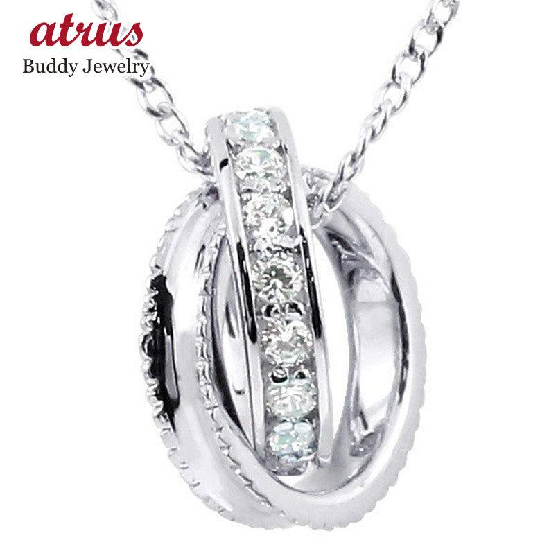 ネックレス ペンダント ホワイトゴールドk18 18k キュービックジルコニア リングネックレス ミル打ち エタニティー チェーン 18金 送料無料 セール SALE