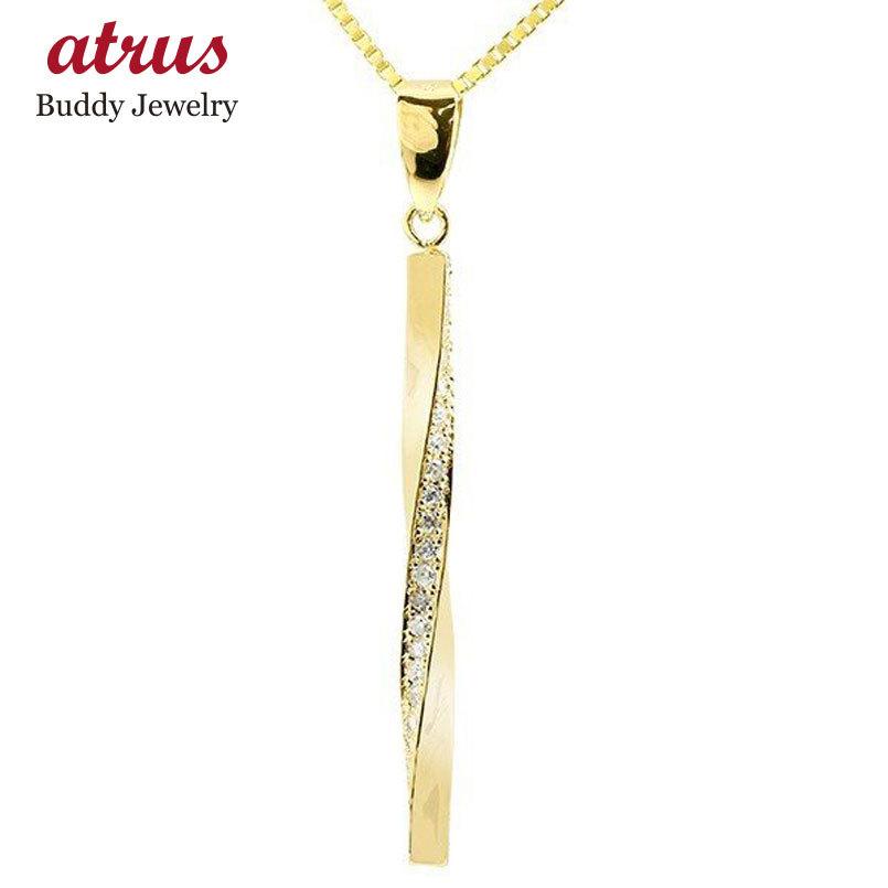 ネックレス メンズ バーネックレス イエローゴールドk10 キュービックジルコニア ペンダント シンプル 10金 チェーン 送料無料 人気 セール SALE
